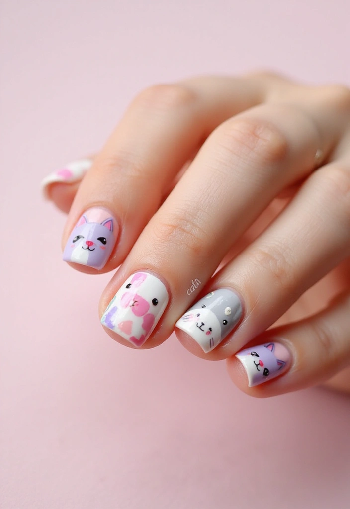 25 Creative Short Nails Designs for Kids That Will Inspire Fun! - 2. Cute Animal Faces