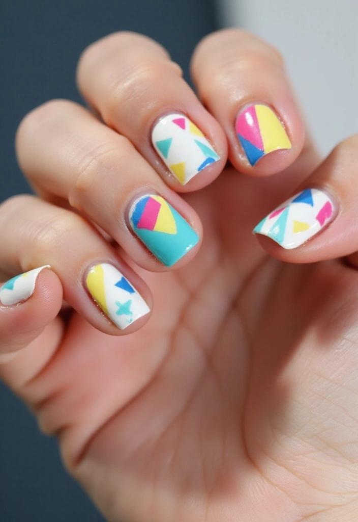 25 Creative Short Nails Designs for Kids That Will Inspire Fun! - 9. Geometric Shapes