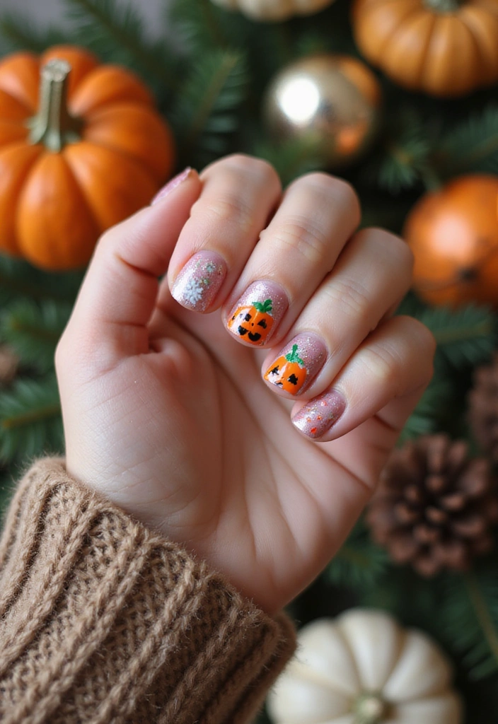 25 Cute and Easy Kids Nails Ideas That Will Make Every Little Girl Smile! - 15. Festive Holiday Nails
