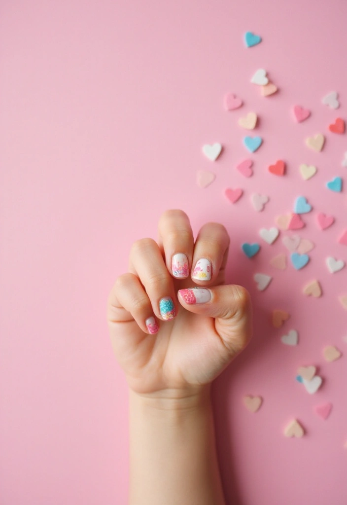 25 Cute and Easy Kids Nails Ideas That Will Make Every Little Girl Smile! - 5. Sweet Hearts