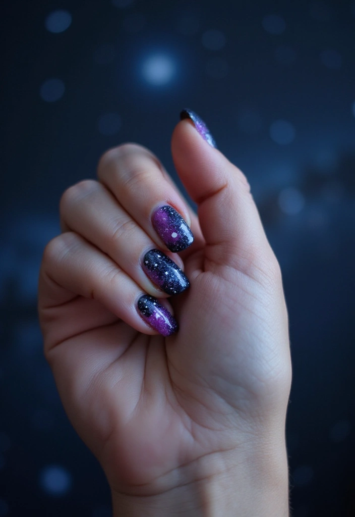 25 Cute and Easy Kids Nails Ideas That Will Make Every Little Girl Smile! - 8. Glittery Galaxy