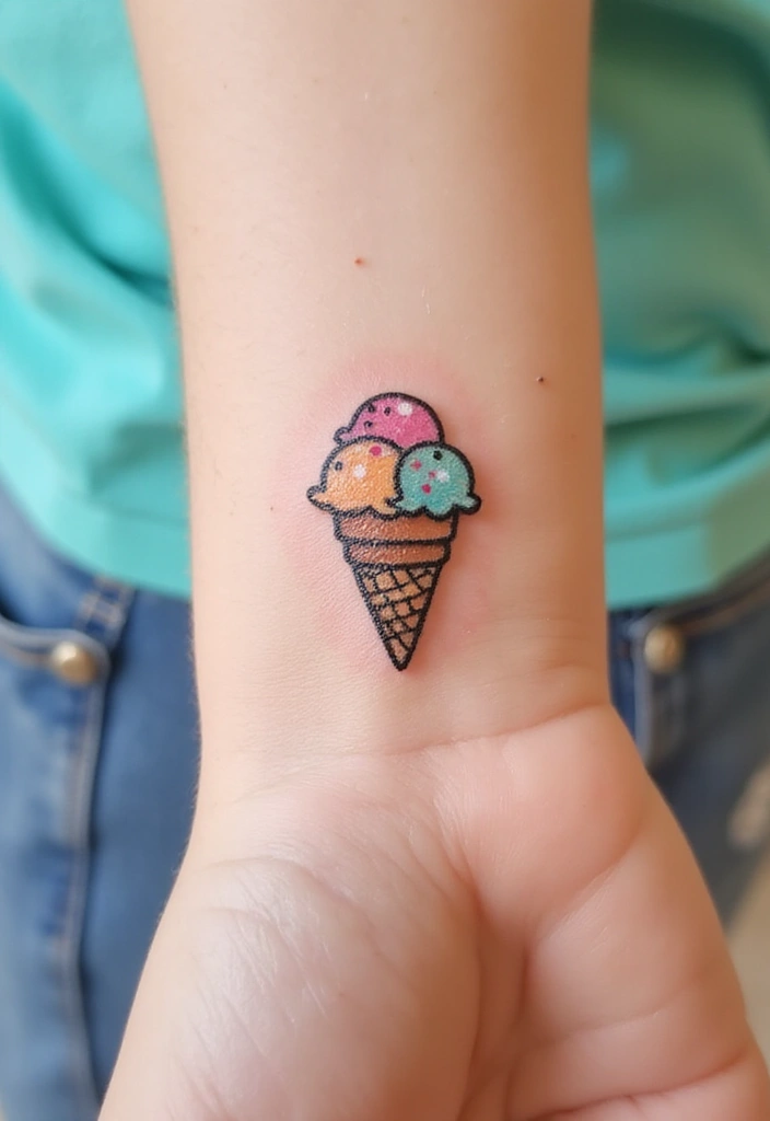 25 Small Tattoo Inspirations You’ll Absolutely Adore! - 19. Cute Ice Cream Cone