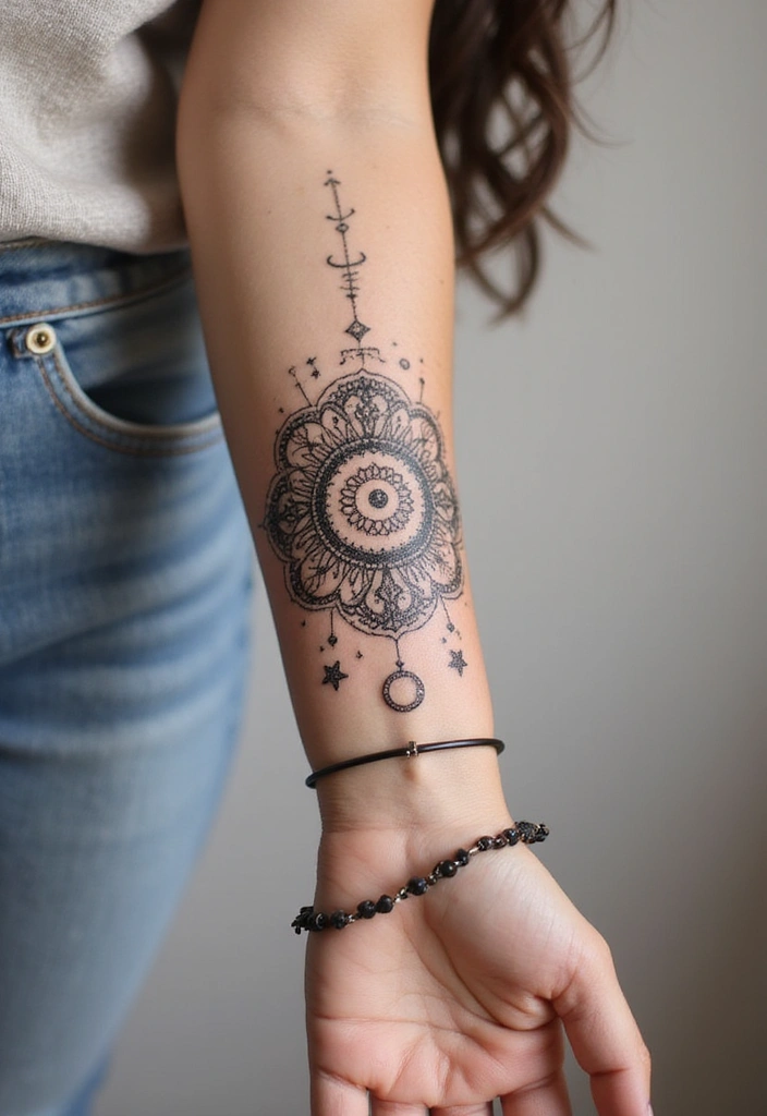 26 Fashionable Arm Tattoos for Women That Are Perfect for Every Occasion! - 16. Celestial Mandalas