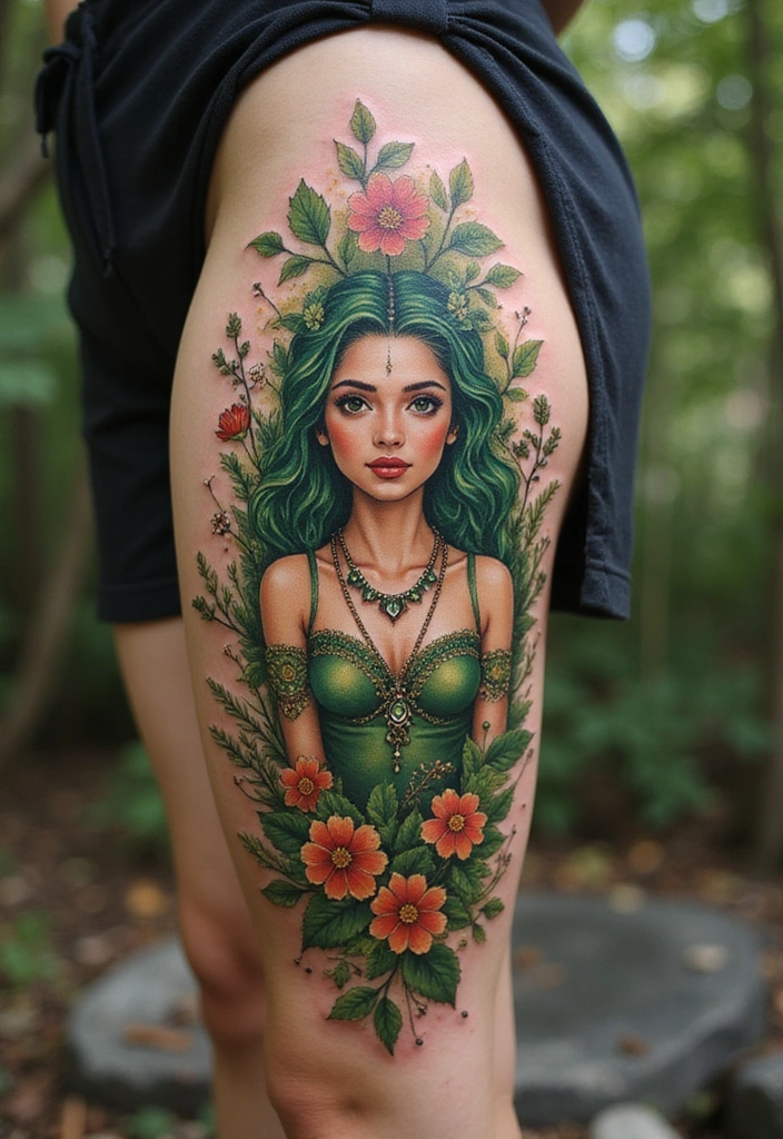 26 Goddess Complex Tattoos That Channel Pure Divine Energy - 10. The Nature Goddess: Celebrating Earth’s Beauty