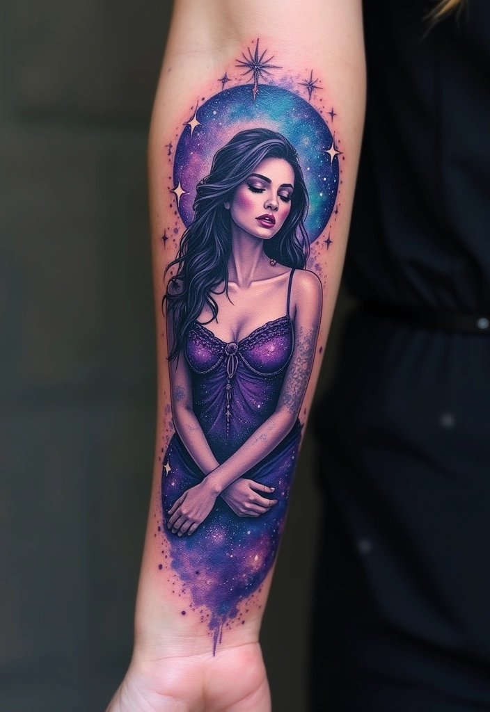 26 Goddess Complex Tattoos That Channel Pure Divine Energy - 12. The Cosmic Goddess: Universal Connection
