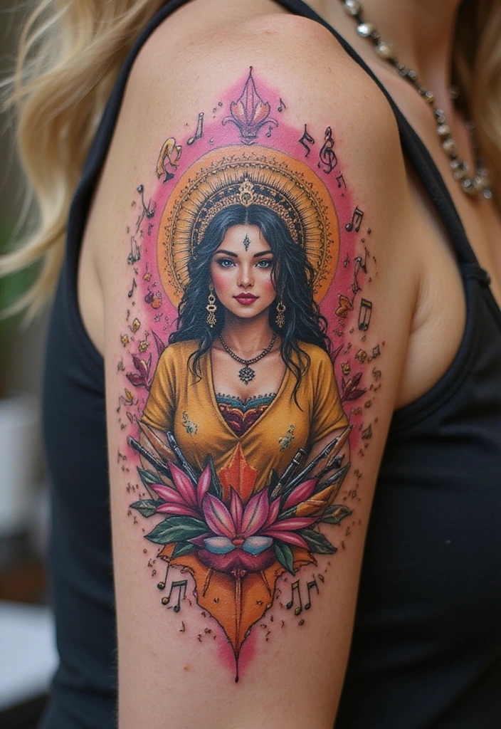 26 Goddess Complex Tattoos That Channel Pure Divine Energy - 19. The Goddess of Creativity: Imagination and Expression