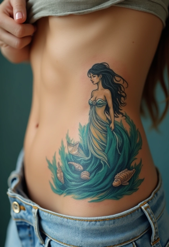 26 Goddess Complex Tattoos That Channel Pure Divine Energy - 9. The Ocean Goddess: Embracing Fluidity and Depth