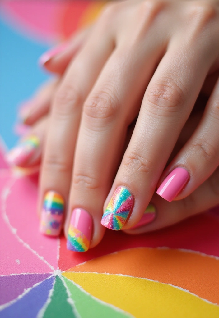 26 Pink Nail Designs That Will Make Your Friends Jealous (You Won't Believe #12!) - 12. Pink Rainbow Nails