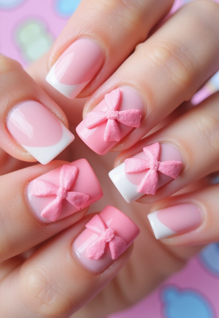 26 Pink Nail Designs That Will Make Your Friends Jealous (You Won't Believe #12!) - 14. Pink Tie-Knot Accent