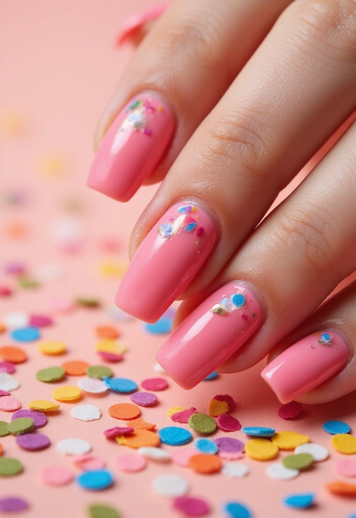 26 Pink Nail Designs That Will Make Your Friends Jealous (You Won't Believe #12!) - 19. Pink Confetti Nails