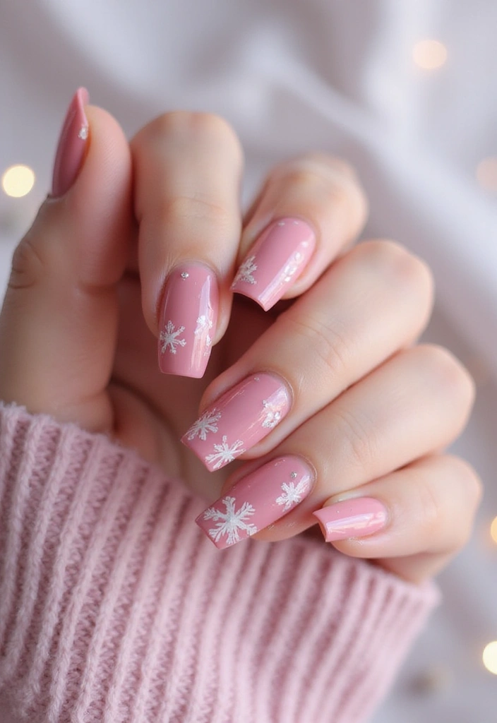 26 Pink Nail Designs That Will Make Your Friends Jealous (You Won't Believe #12!) - 20. Pink Snowflakes