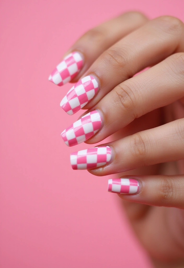 26 Pink Nail Designs That Will Make Your Friends Jealous (You Won't Believe #12!) - 21. Pink and White Checkerboard