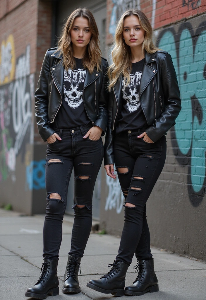 26 Seeing Double Outfit Trends That Turn Twinning Into Art - 14. Edgy Looks