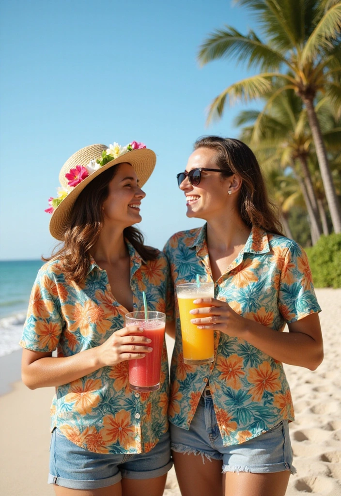 26 Seeing Double Outfit Trends That Turn Twinning Into Art - 16. Tropical Vibes