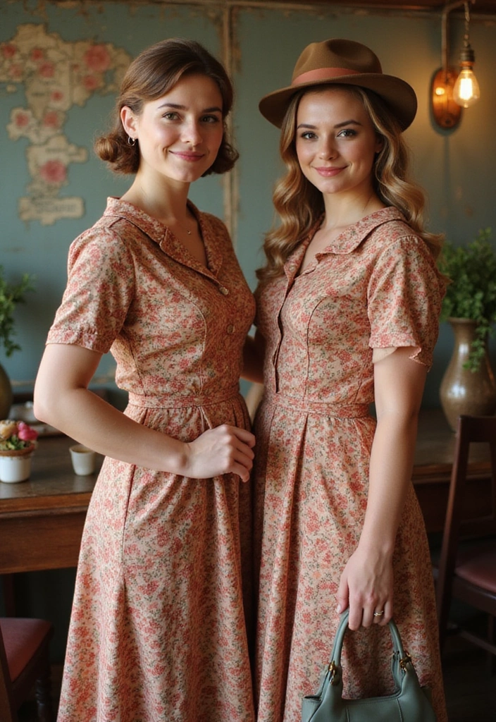 26 Seeing Double Outfit Trends That Turn Twinning Into Art - 8. Vintage Vibes