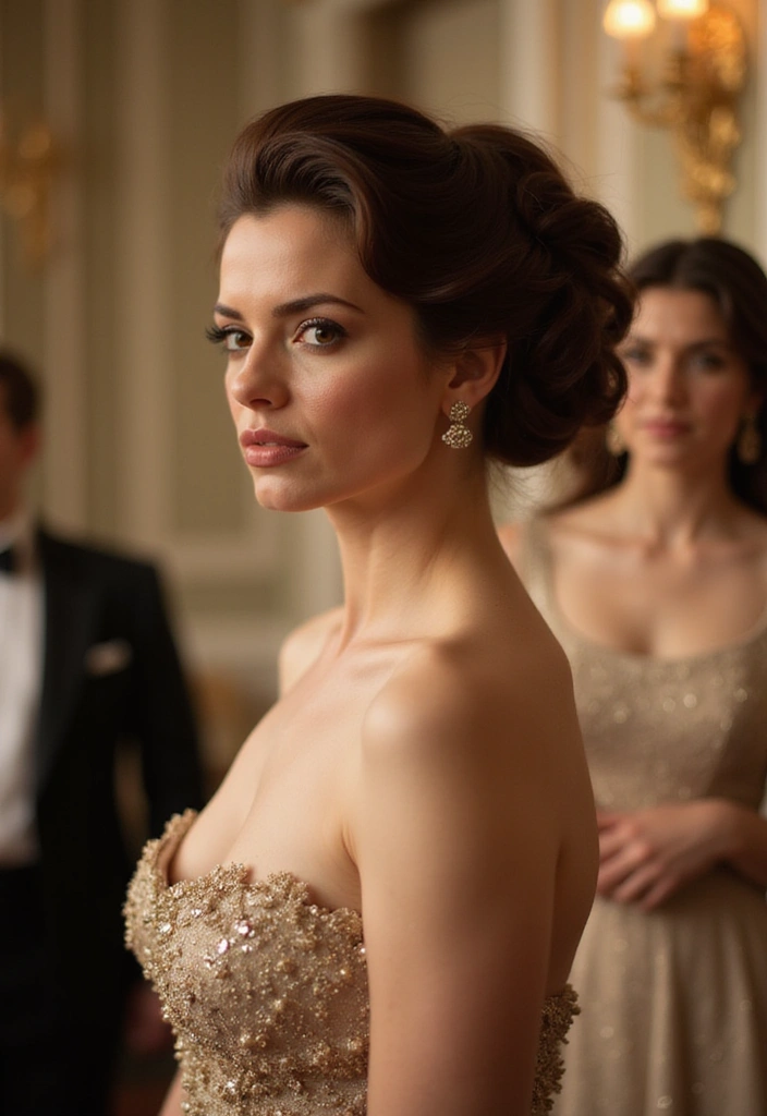 27 Celebrity-Inspired Short Hair Ideas for Women to Try Now! - 20. Glamorous Updo: Inspired by Anne Hathaway