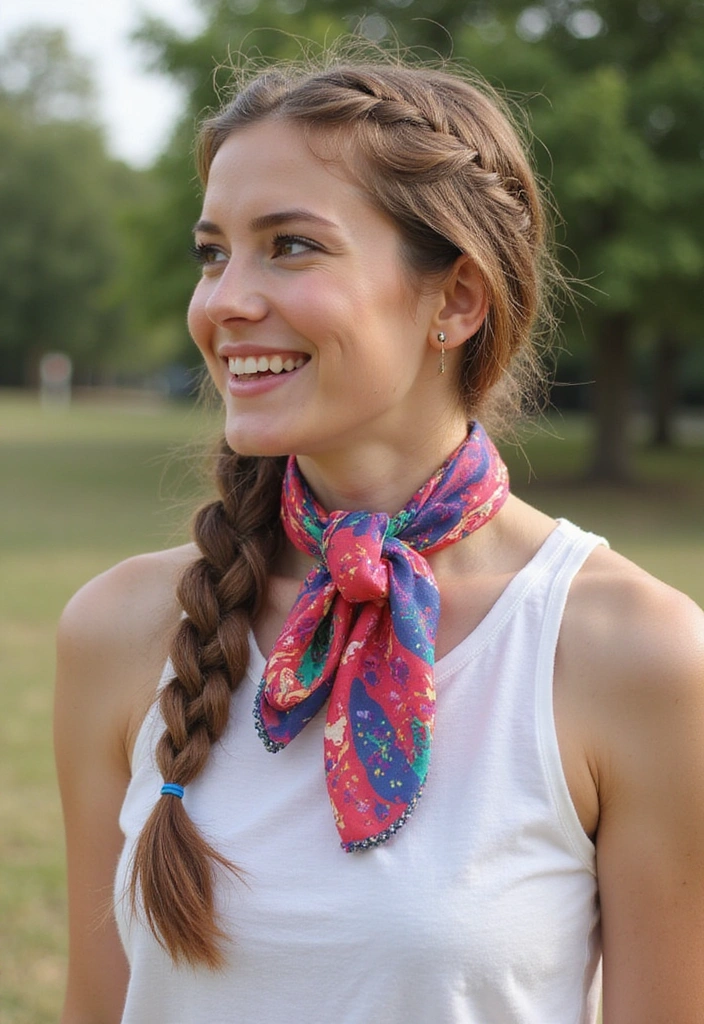 27 Fish Tail Braid Ideas That Will Make You the Trendsetter of the Season! - 19. Fishtail Braid with a Scarf