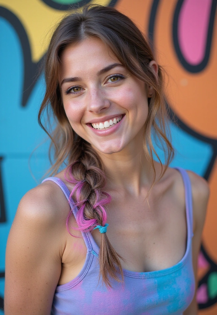 27 Fish Tail Braid Ideas That Will Make You the Trendsetter of the Season! - 23. Fishtail Braid with Colorful Hair Chalk
