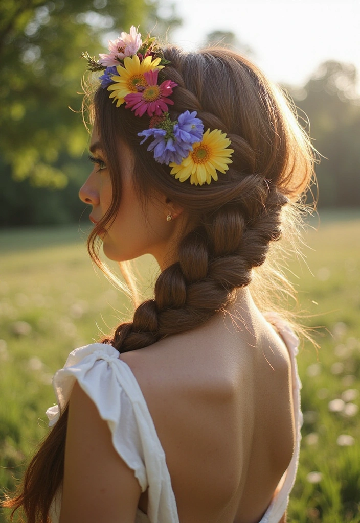27 Fish Tail Braid Ideas That Will Make You the Trendsetter of the Season! - 5. Fishtail Braid with Flowers