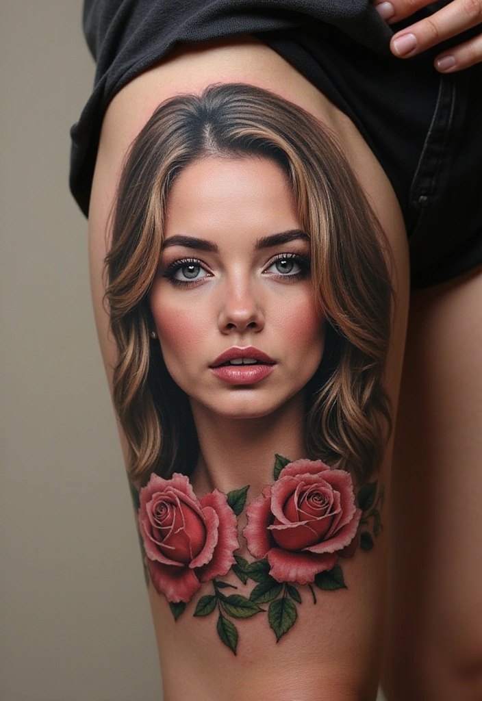 27 Leg Tattoos Ideas for Women That Are Works of Art on Skin! - 12. Artistic Portraits