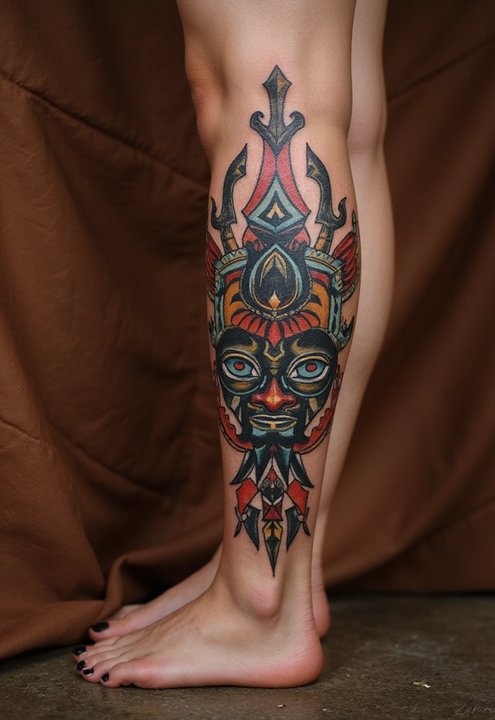 27 Leg Tattoos Ideas for Women That Are Works of Art on Skin! - 18. Cultural Symbols
