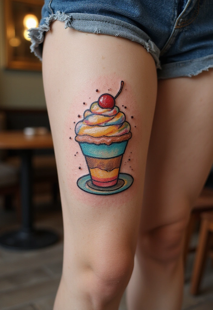 27 Leg Tattoos Ideas for Women That Are Works of Art on Skin! - 19. Food and Drink Tattoos
