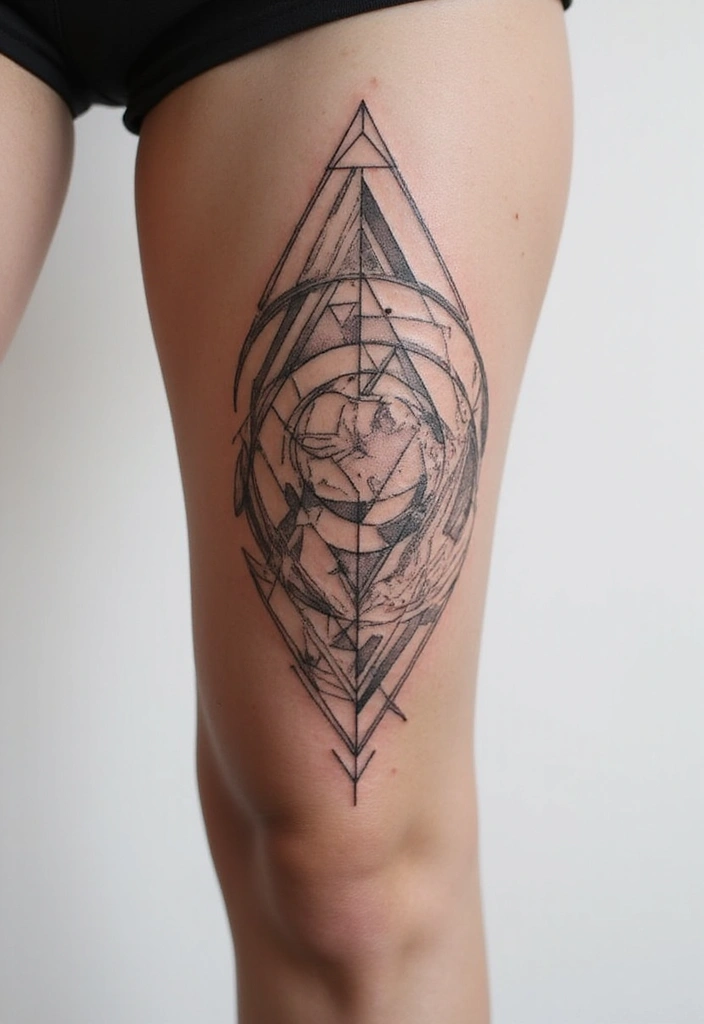 27 Leg Tattoos Ideas for Women That Are Works of Art on Skin! - 3. Geometric Patterns