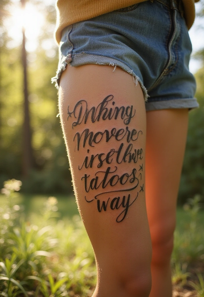 27 Leg Tattoos Ideas for Women That Are Works of Art on Skin! - 5. Inspirational Quotes