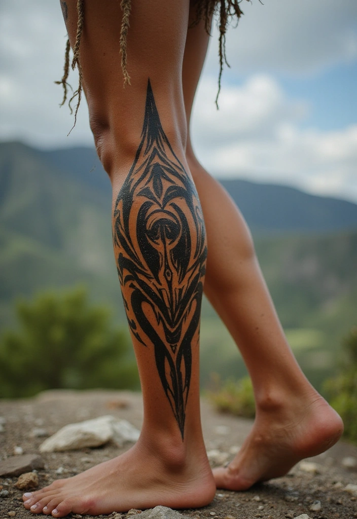 27 Leg Tattoos Ideas for Women That Are Works of Art on Skin! - 6. Tribal Designs