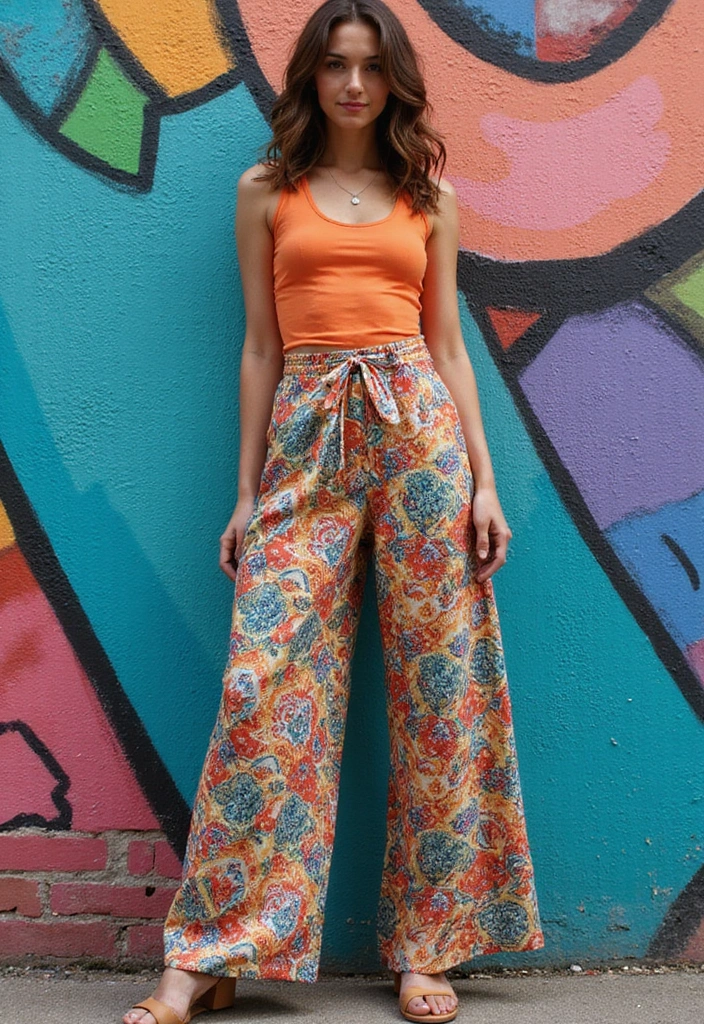 27 Peak Travel Outfits That Are as Photogenic as Your Passport - 5. Printed Trousers and Solid Tops