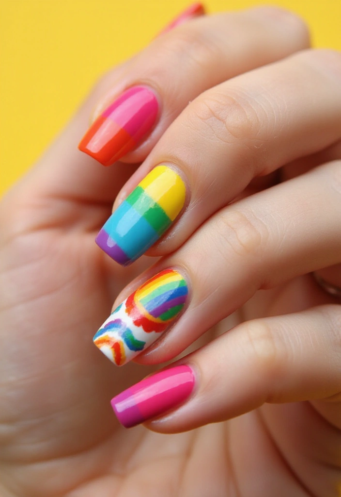 27 Pickle Fix Nails That Are Quirky, Fun, and Totally Unexpected - 17. Rainbow Radiance