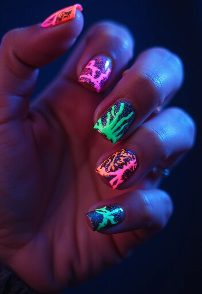 27 Pickle Fix Nails That Are Quirky, Fun, and Totally Unexpected - 20. Neon Nights