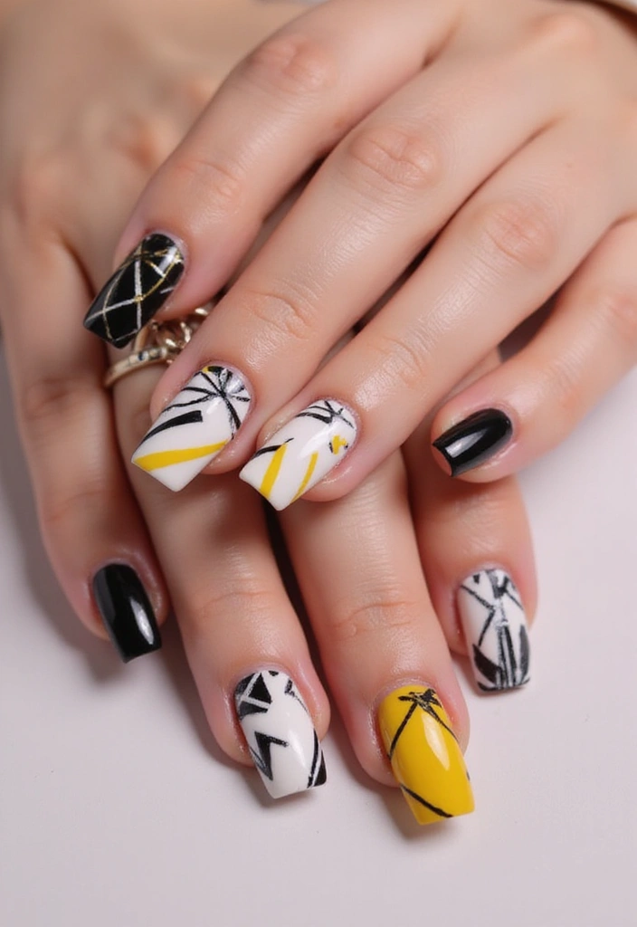 27 Pickle Fix Nails That Are Quirky, Fun, and Totally Unexpected - 6. Geometric Glam