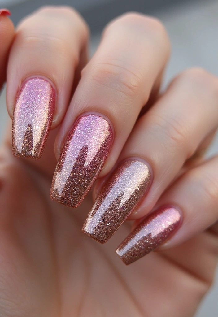 27 Trendy Acrylic Nail Ideas for Long Nails That Are Totally Must-Haves! - 19. Gradient Glitter