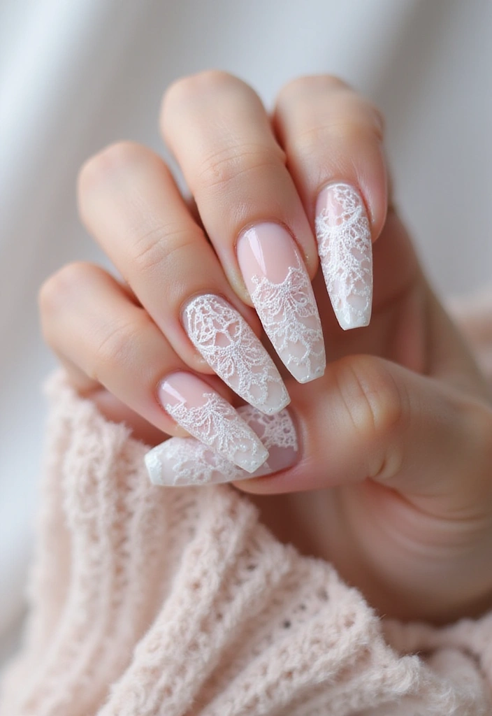 27 Trendy Acrylic Nail Ideas for Long Nails That Are Totally Must-Haves! - 20. Vintage Lace