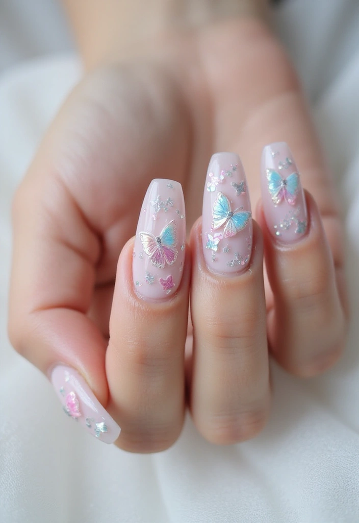 27 Trendy Acrylic Nail Ideas for Long Nails That Are Totally Must-Haves! - 24. Ethereal Butterfly