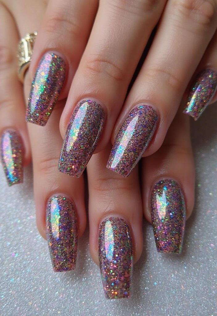 27 Trendy Acrylic Nail Ideas for Long Nails That Are Totally Must-Haves! - 5. Glitter Glam