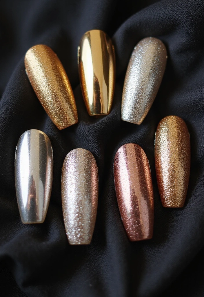 27 Trendy Acrylic Nail Ideas for Long Nails That Are Totally Must-Haves! - 9. Metallic Finishes