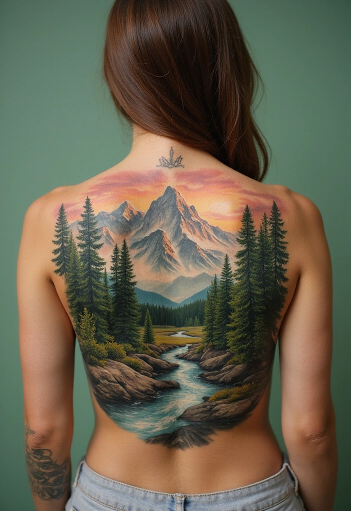 28 Lower Back Tattoos for Women That Are Bold and Beautiful! - 10. Nature Scenes