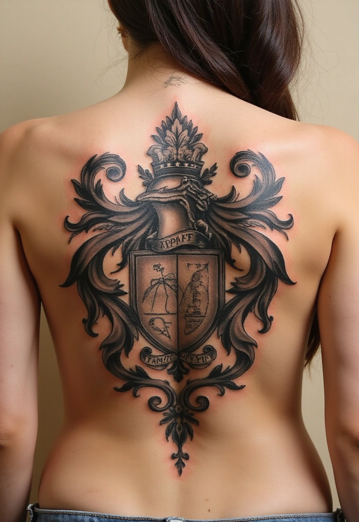 28 Lower Back Tattoos for Women That Are Bold and Beautiful! - 25. Personalized Family Crests