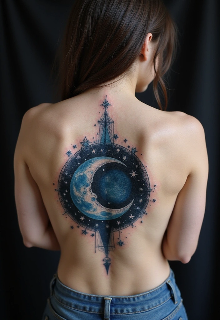 28 Lower Back Tattoos for Women That Are Bold and Beautiful! - 6. Celestial Themes