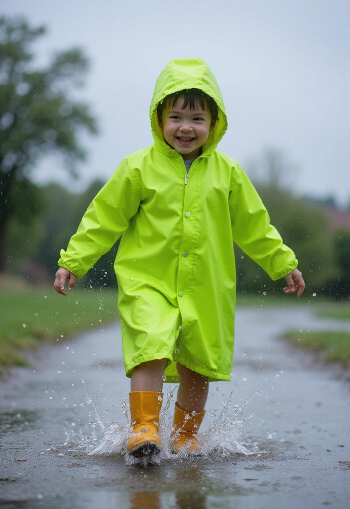 28 Primary Play Outfits That Pop With Bold, Happy Color - 18. Fun Neon Green Raincoat