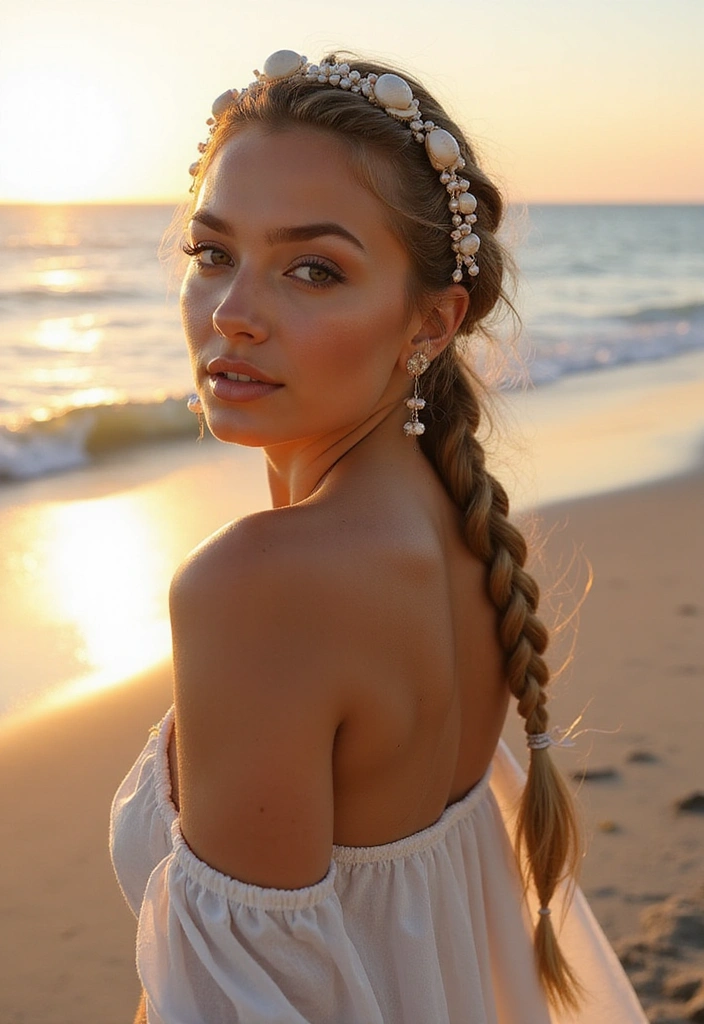 28 Sea Witchery Hairstyles That Channel the Ocean’s Dark Magic - 17. Mystic Oceanic Crown Braid
