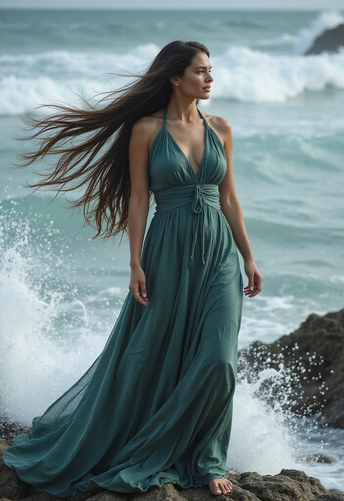 28 Sea Witchery Hairstyles That Channel the Ocean’s Dark Magic - 8. Dark Sea Goddess Locks