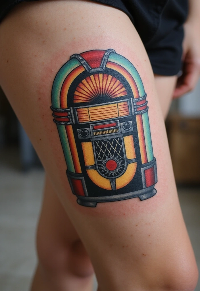 28 Thigh Tattoo Ideas for Women That Will Make You Want to Get Inked Right Now! - 17. Retro Style Tattoos