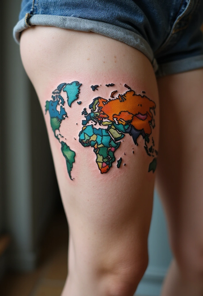 28 Thigh Tattoo Ideas for Women That Will Make You Want to Get Inked Right Now! - 20. Travel-Inspired Tattoos