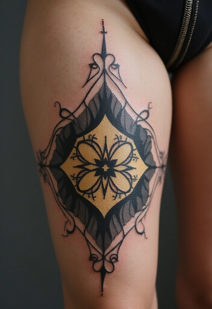 28 Thigh Tattoo Ideas for Women That Will Make You Want to Get Inked Right Now! - 22. Art Deco Inspirations