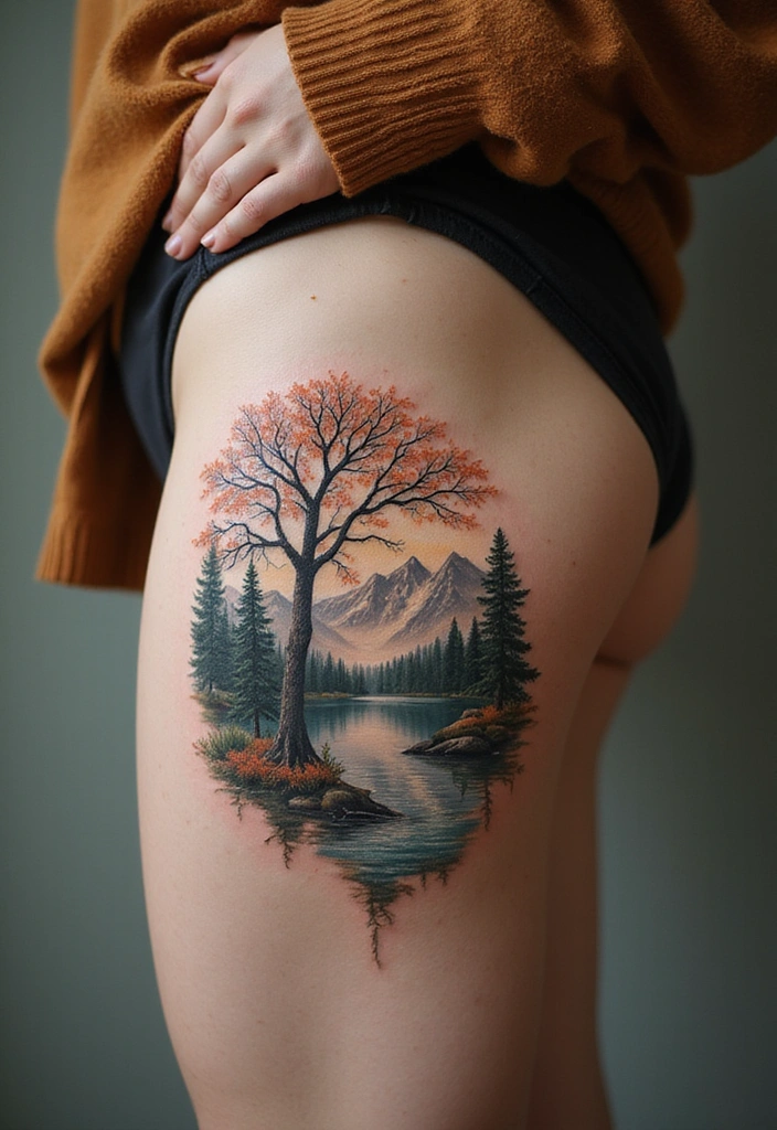 28 Thigh Tattoo Ideas for Women That Will Make You Want to Get Inked Right Now! - 24. Harmony with Nature Tattoos