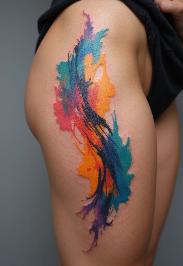 28 Thigh Tattoo Ideas for Women That Will Make You Want to Get Inked Right Now! - 7. Abstract Art Designs