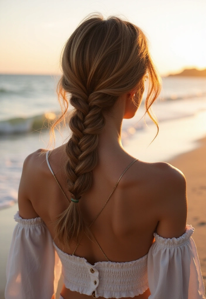 28 Trendy Summer Hairstyles Perfect for Your Next Beach Getaway! - 19. Sleek Low Braid
